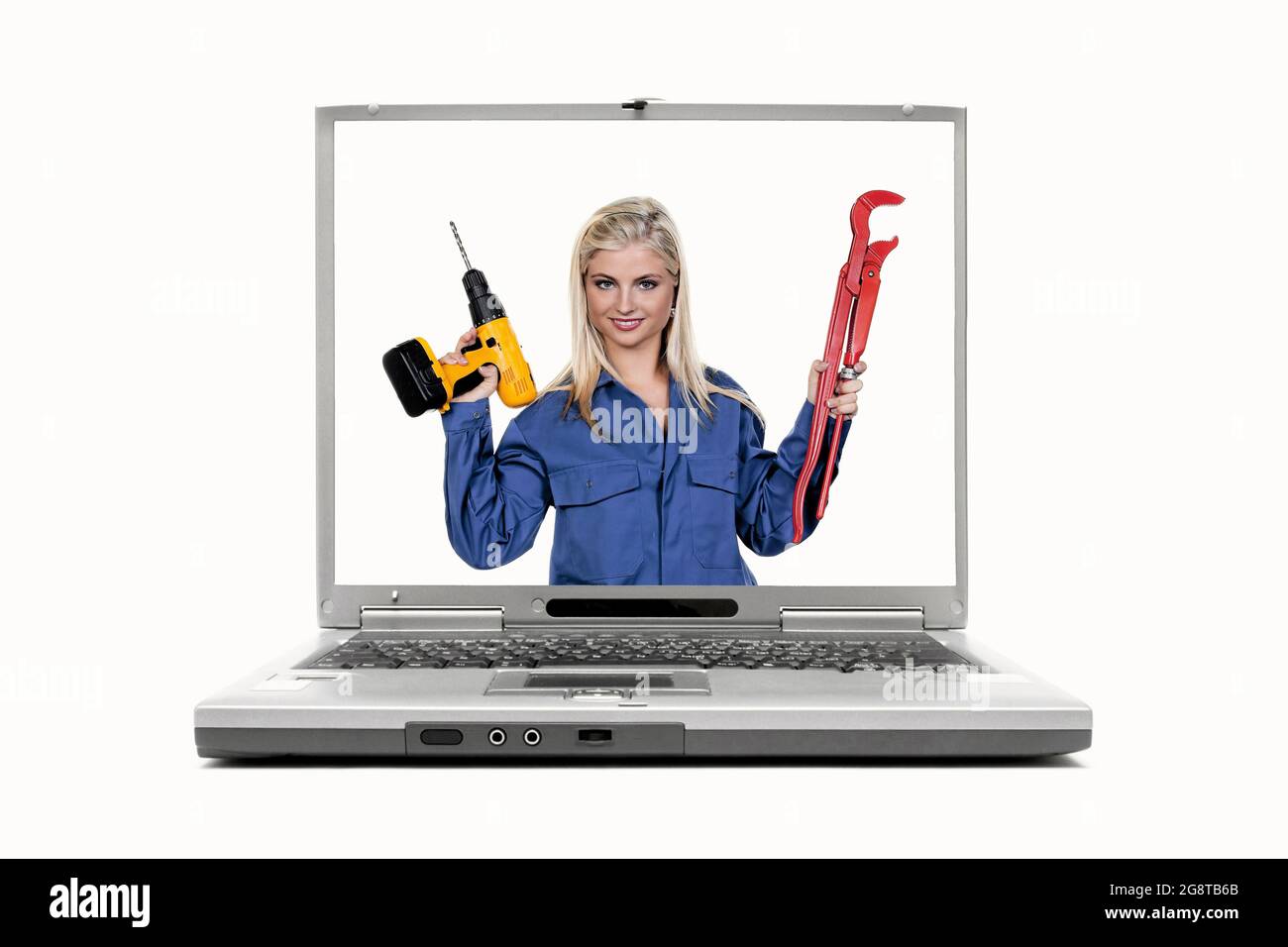 craftswoman on the display of a laptop Stock Photo