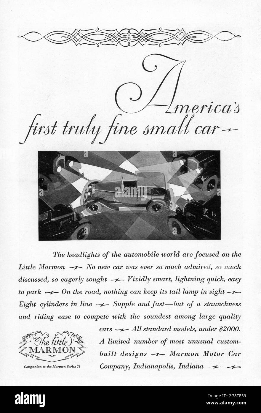 1927 Marmon car advert Stock Photo