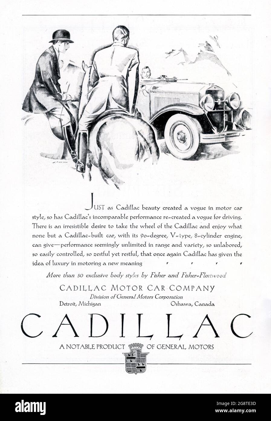 1927 Cadillac advert Stock Photo