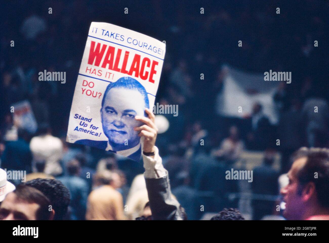 Crowd at George Wallace Presidential Campaign Rally, Madison Square Garden, New York City, New York, USA, Bernard Gotfryd, October 24,1968 Stock Photo