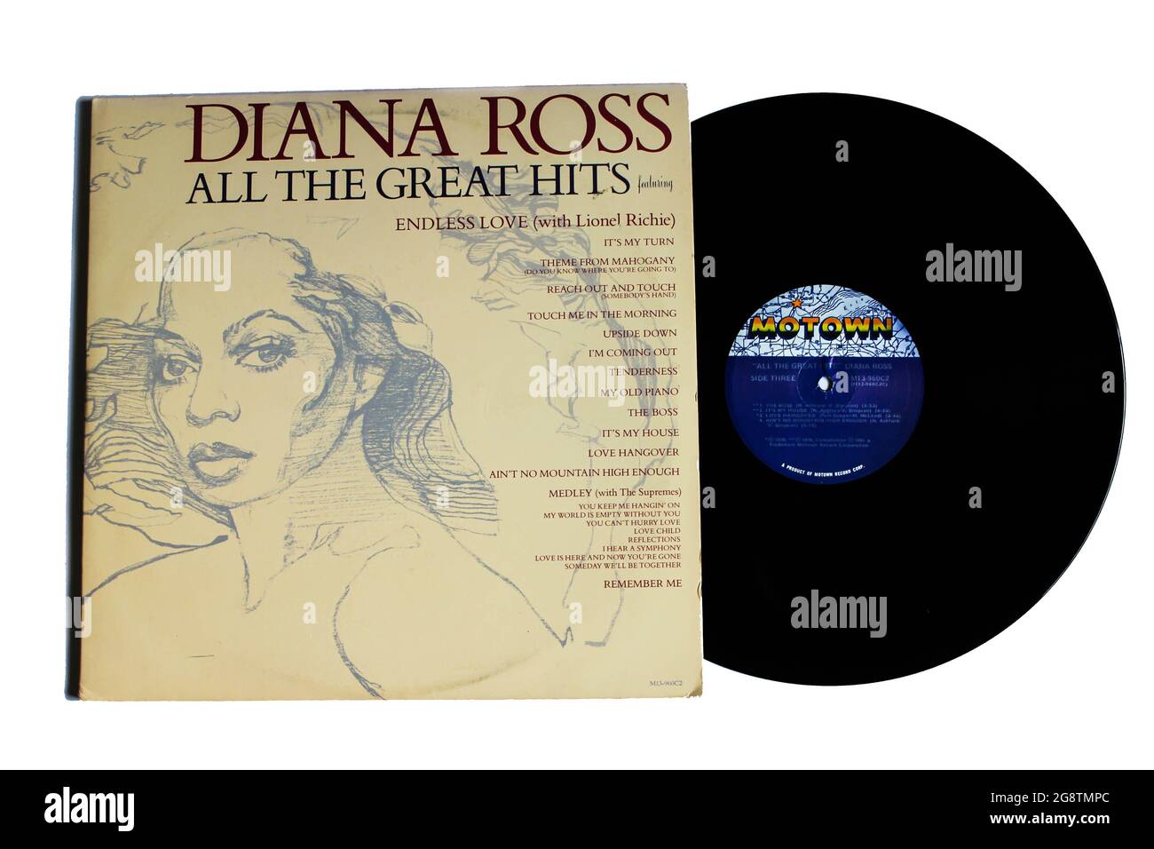 R&B Soul artist, Diana Ross music album on vinyl record LP Motown disc. Titled: All the Great Hits album cover Stock Photo