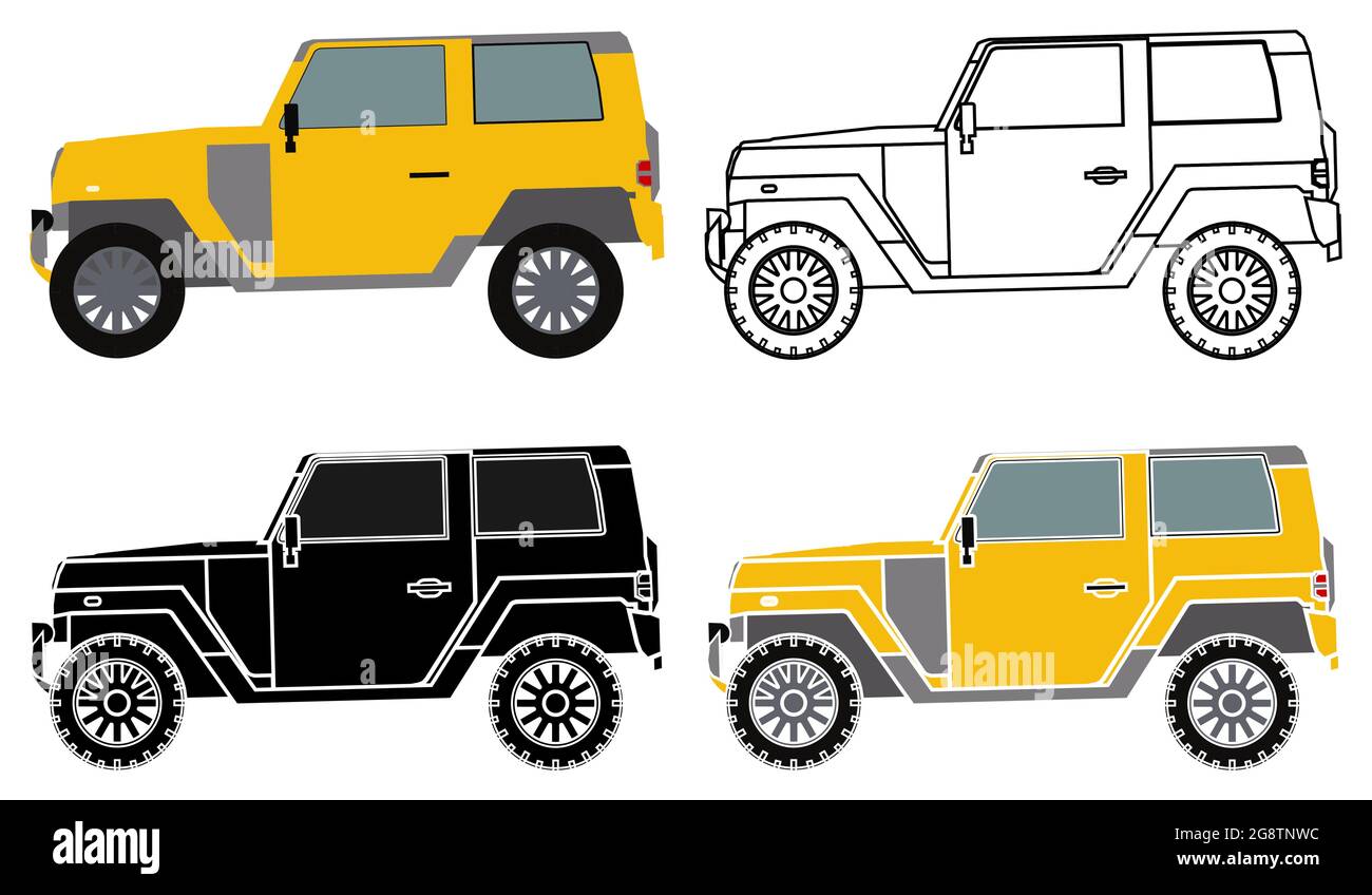 Popular Off-road car 4x4 in right view Stock Vector