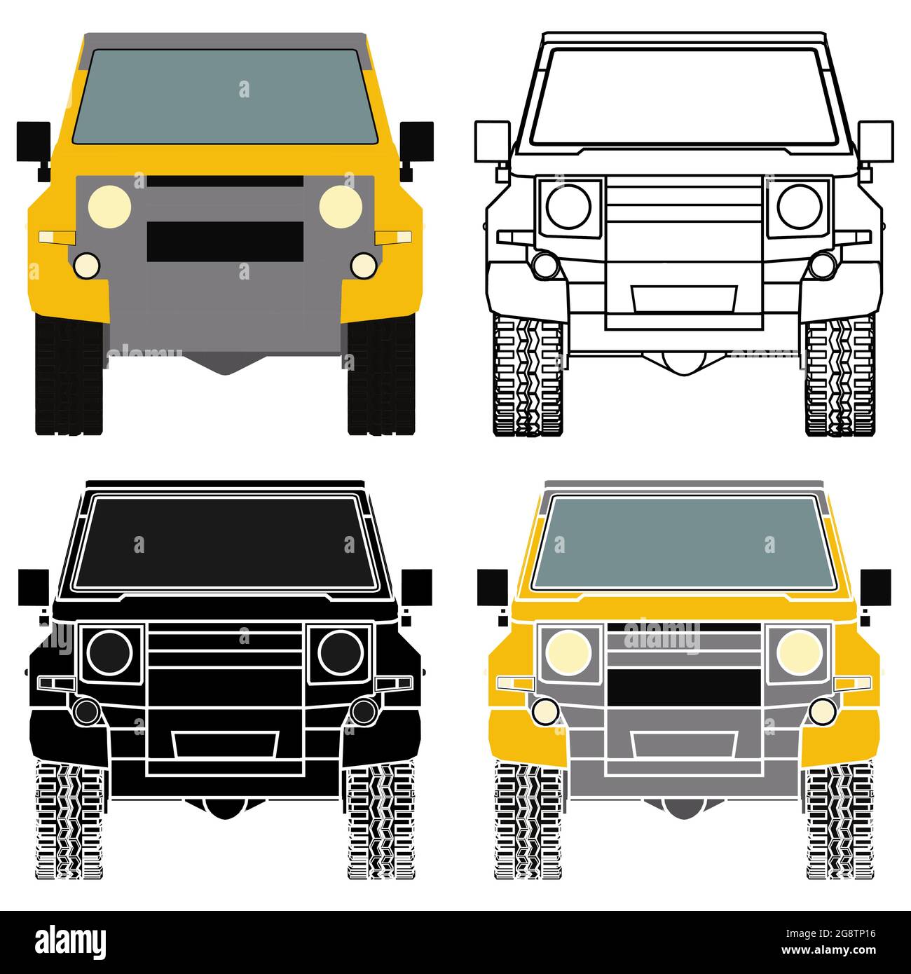 Popular Off-road car 4x4 in front view Stock Vector
