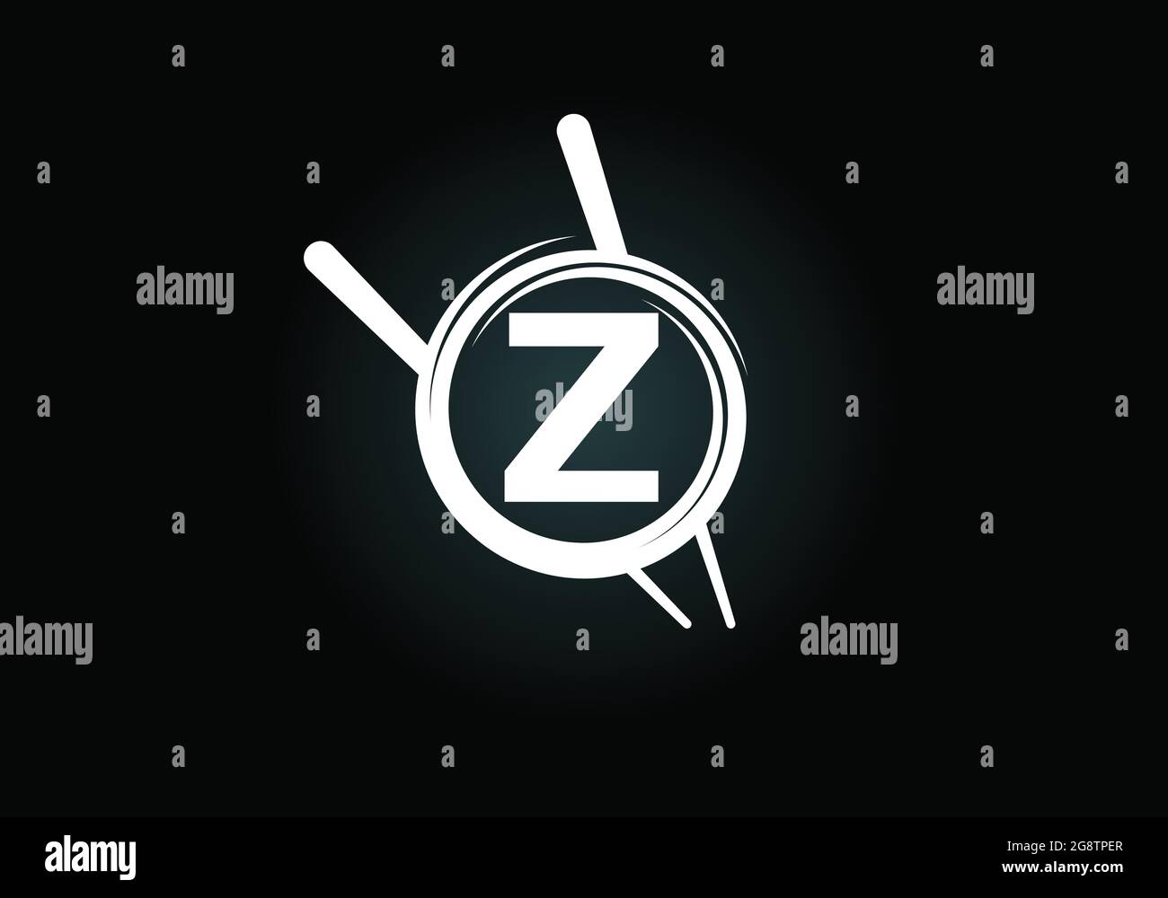Initial Z monogram alphabet in the abstract circle with Chopstick. Abstract Asian sushi bar emblem. Logo for Japanese sushi seafood business Stock Vector