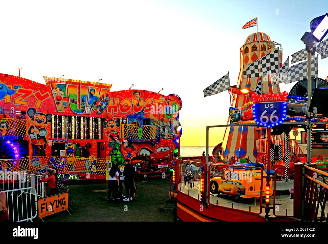 Hunstanton, Funfair, fairground, night, amusements, lights, illuminations, Pleasure Beach, Norfolk, England Stock Photo