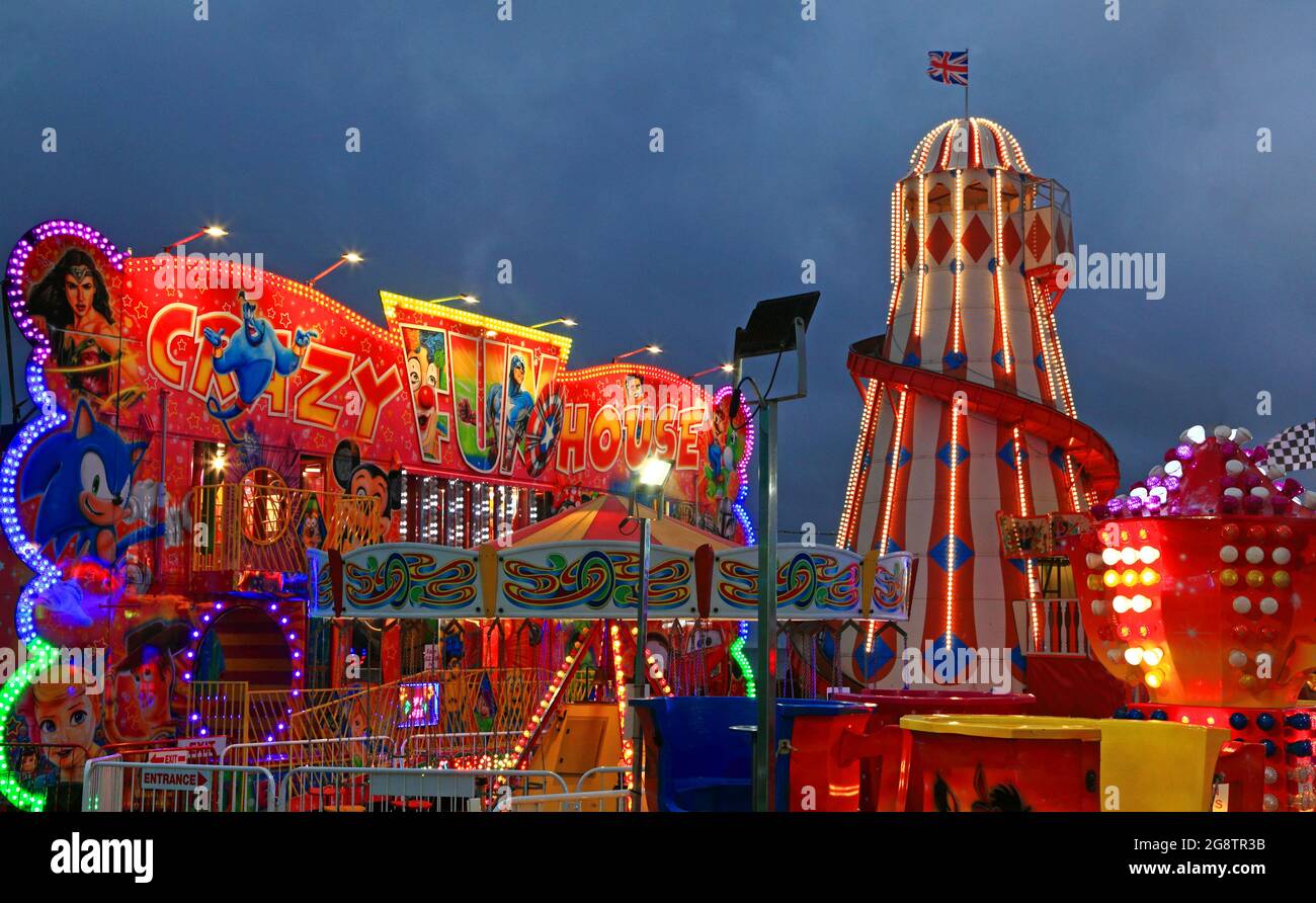 Hunstanton, Funfair, fairground, night, amusements, lights, illuminations, Pleasure Beach, Norfolk, England Stock Photo