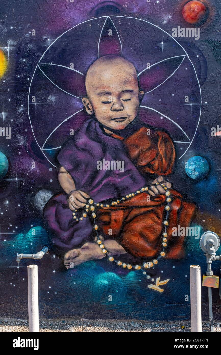 wall murals in Nob Hill neighborhood of Albuquerque, New Mexico Stock