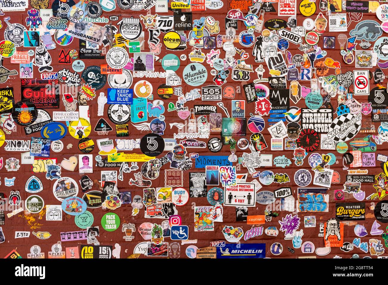 sticker art wall in downtown Albuquerque, New Mexico Stock Photo Alamy