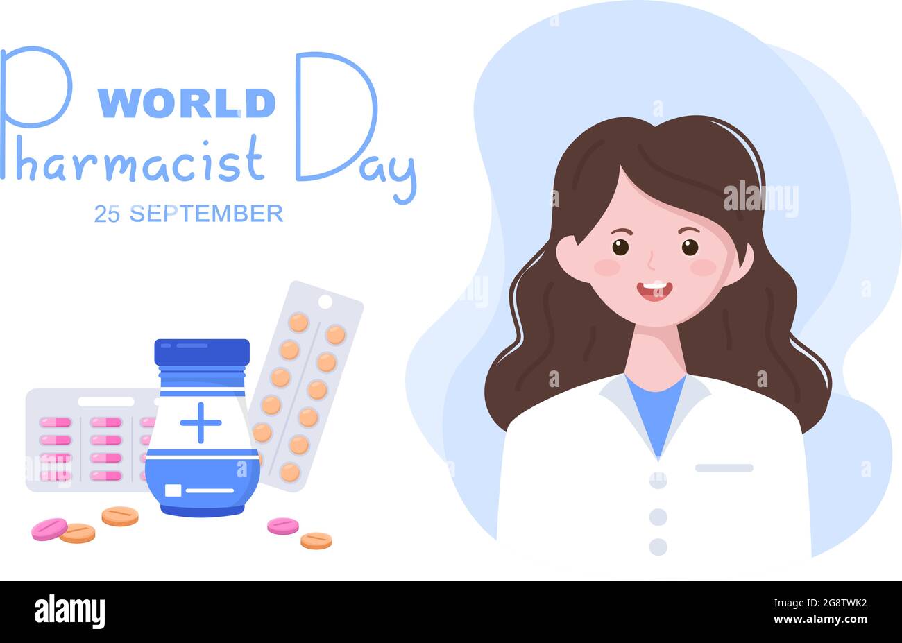 World Pharmacists Day Which Is Held on September 25th. Doctor, Medicine and Pills Concept. For Background, Banner or Poster Landing Page Illustration Stock Vector