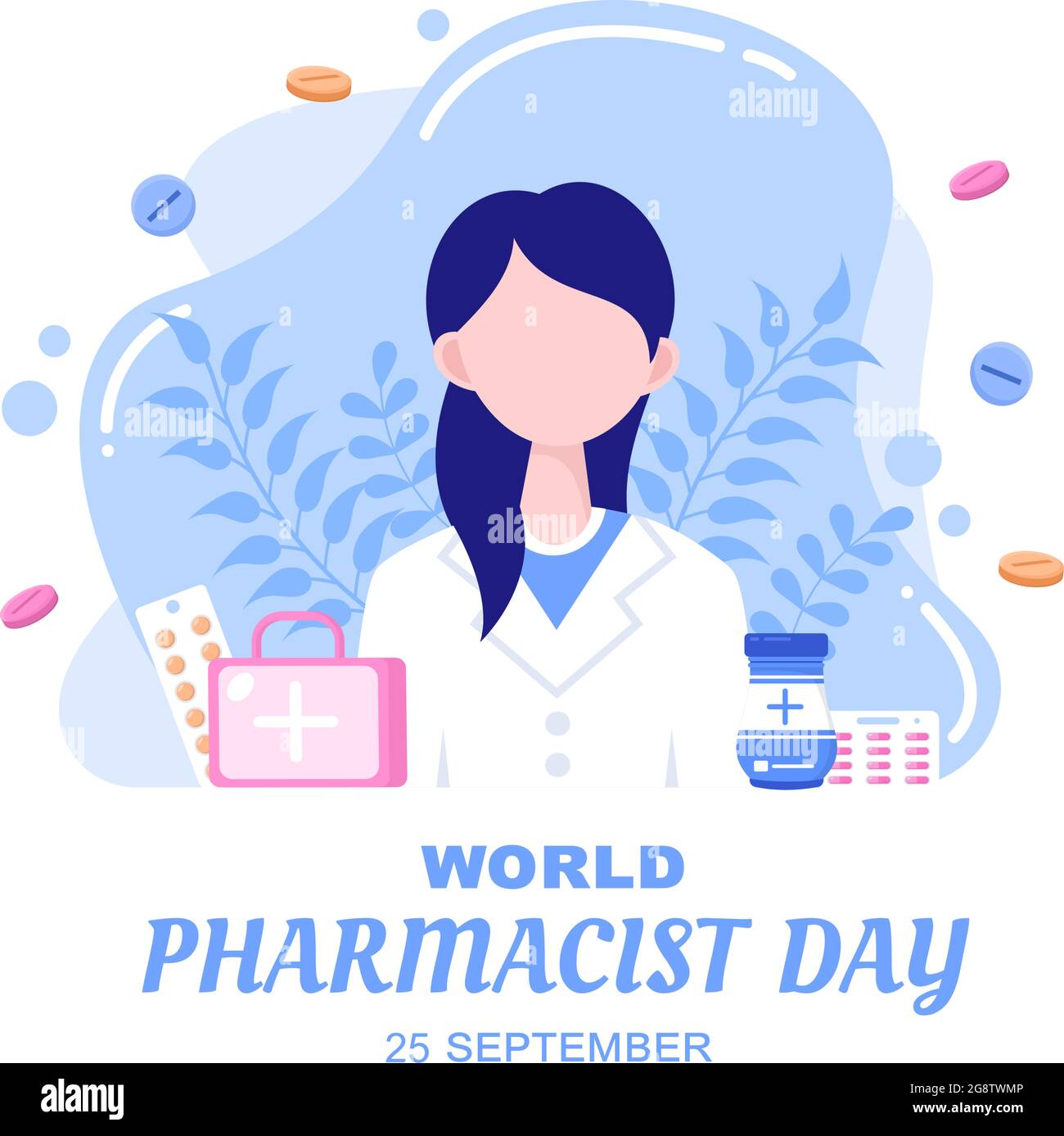 World Pharmacists Day Which Is Held on September 25th. Doctor, Medicine and Pills Concept. For Background, Banner or Poster Landing Page Illustration Stock Vector