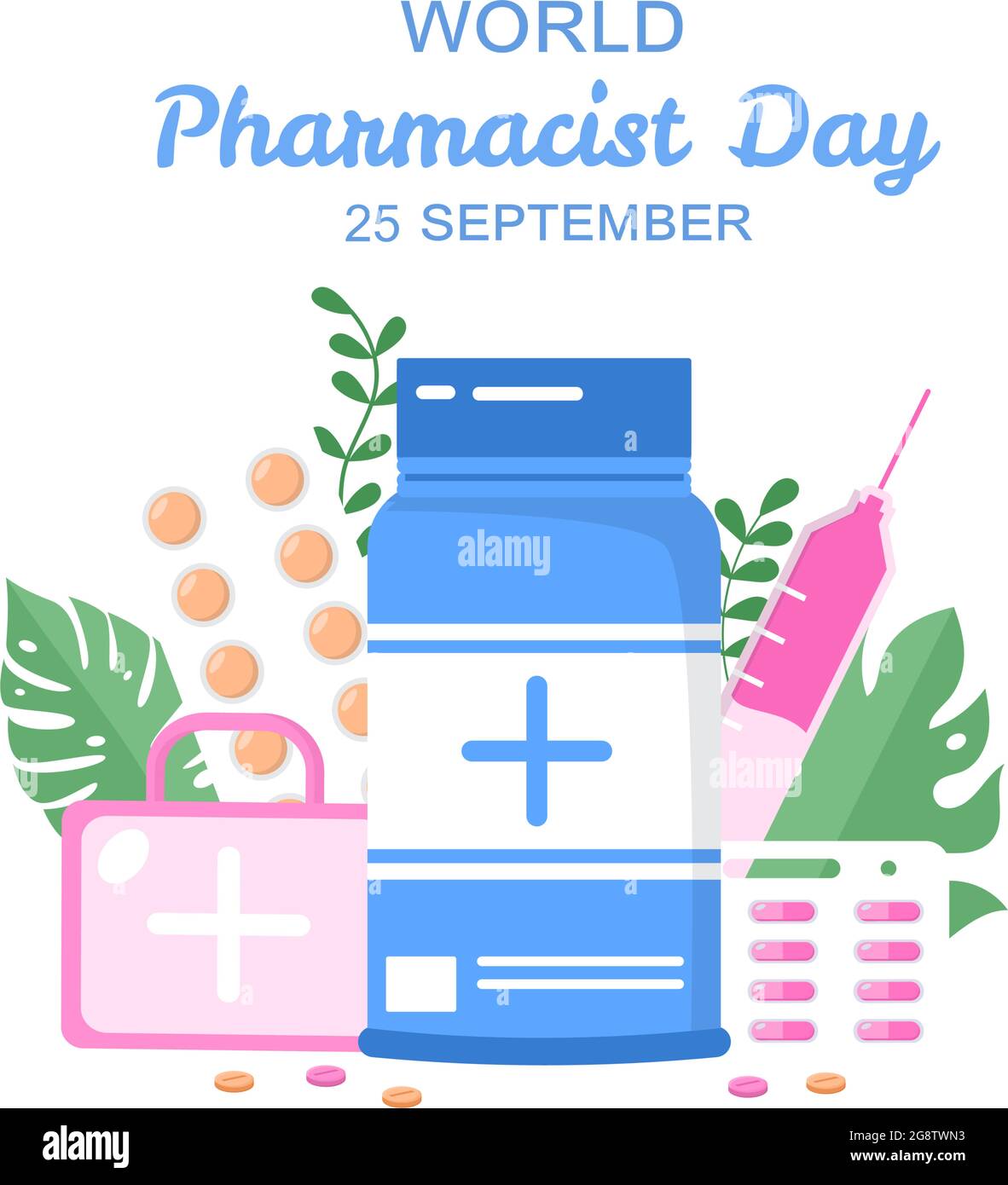 World Pharmacists Day Which Is Held on September 25th. Doctor, Medicine and Pills Concept. For Background, Banner or Poster Landing Page Illustration Stock Vector