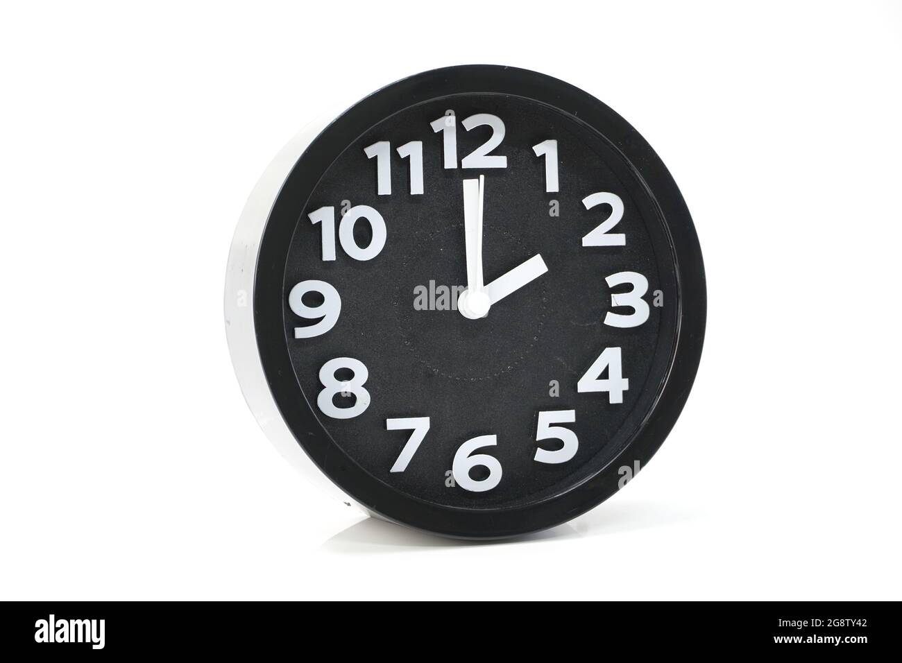 black alarm clock isolated on white background Stock Photo - Alamy
