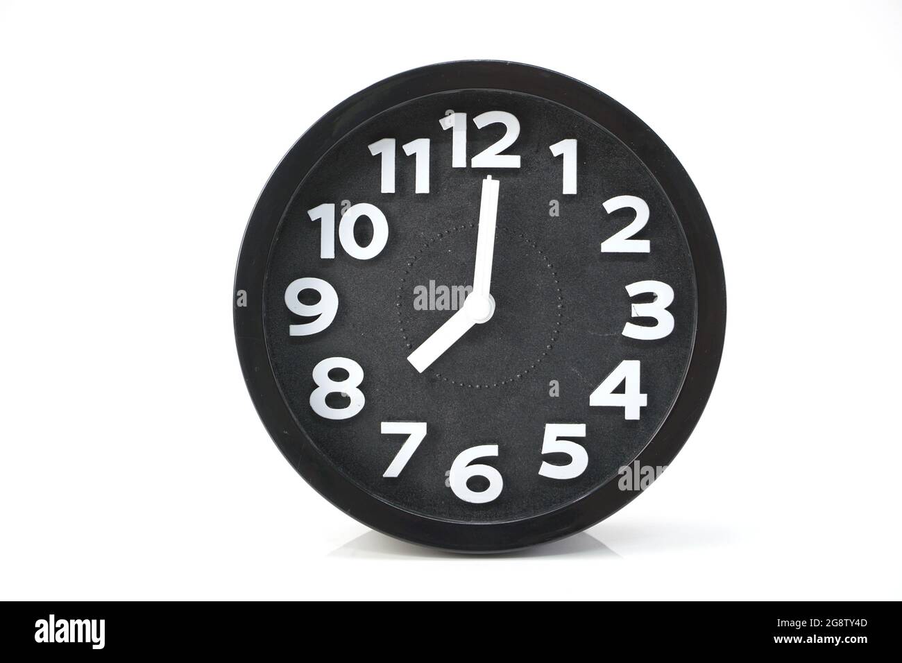 black alarm clock isolated on white background Stock Photo - Alamy