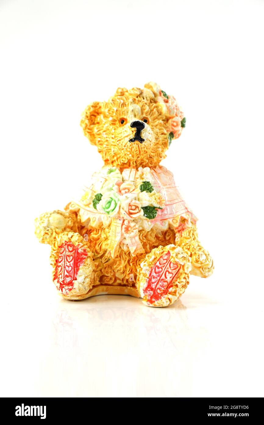 teddy bear statue on white background Stock Photo Alamy