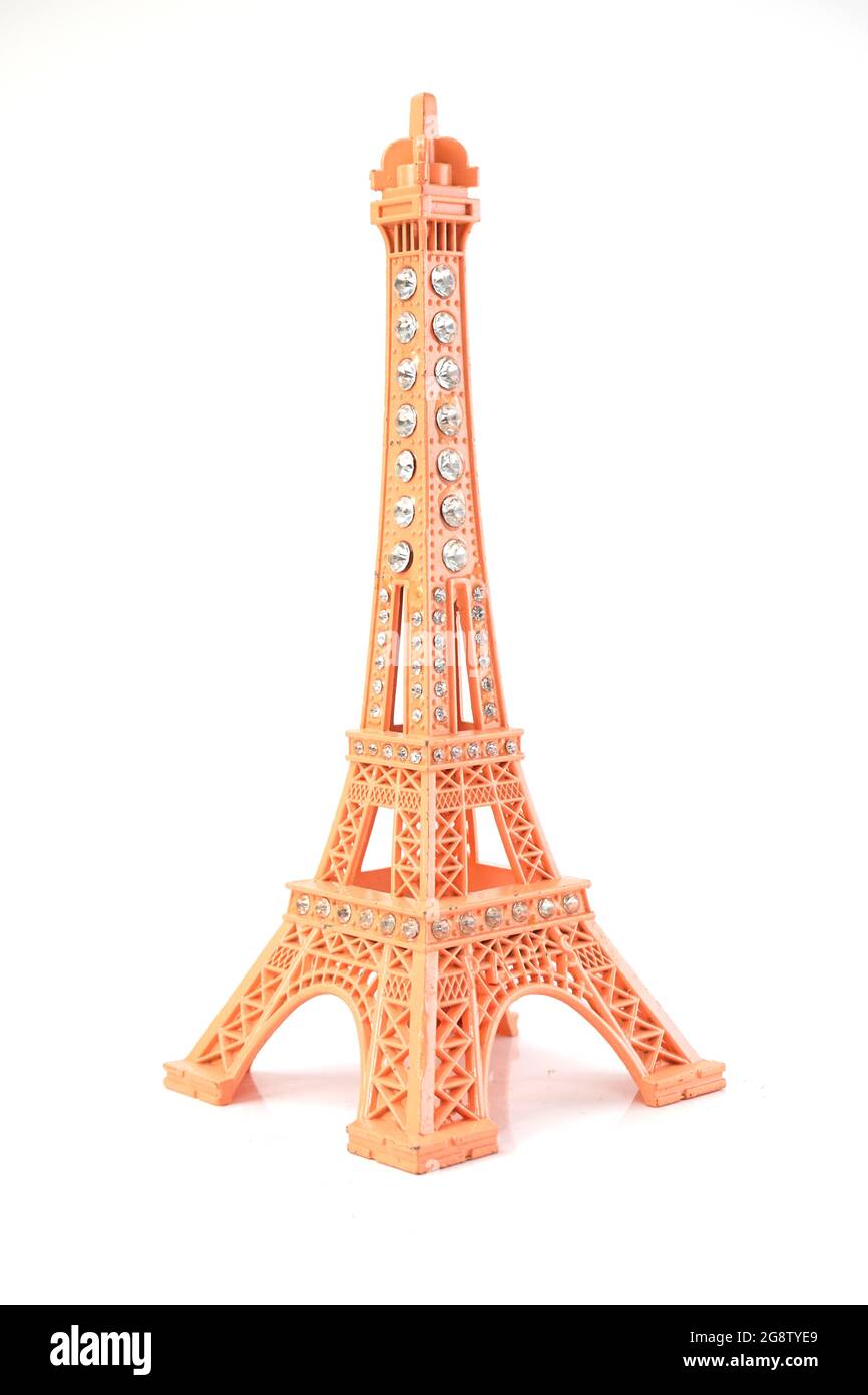eiffel tower statue isolated on white background Stock Photo - Alamy