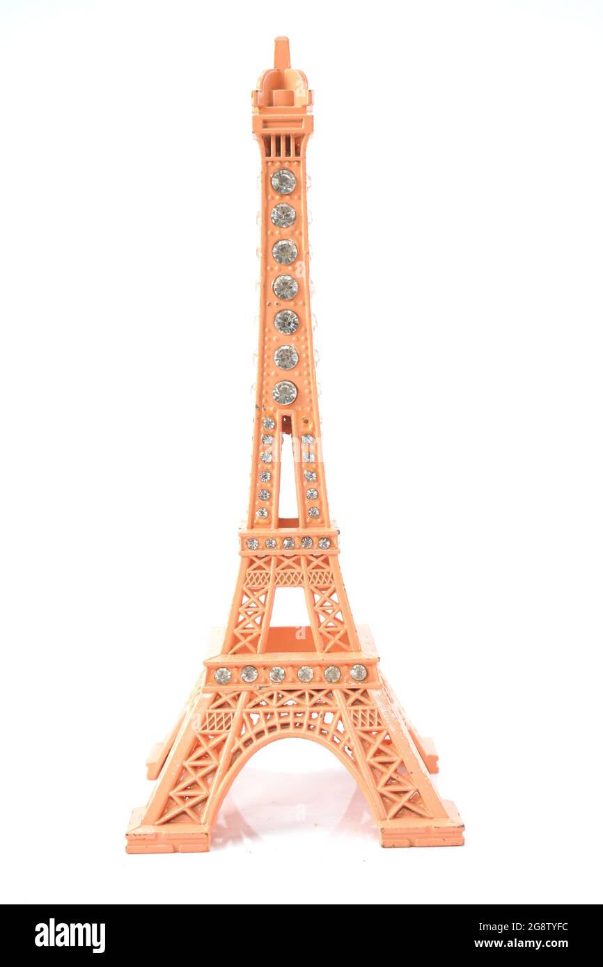 eiffel tower statue isolated on white background Stock Photo - Alamy