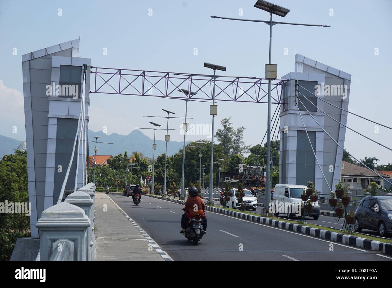 The architecture of Brawijaya Bridge (Jembatan Brawijaya) in Kediri Stock Photo