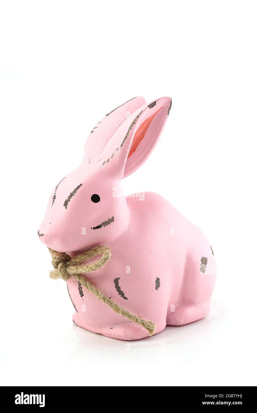 pink rabbit figure isolated on white background Stock Photo - Alamy