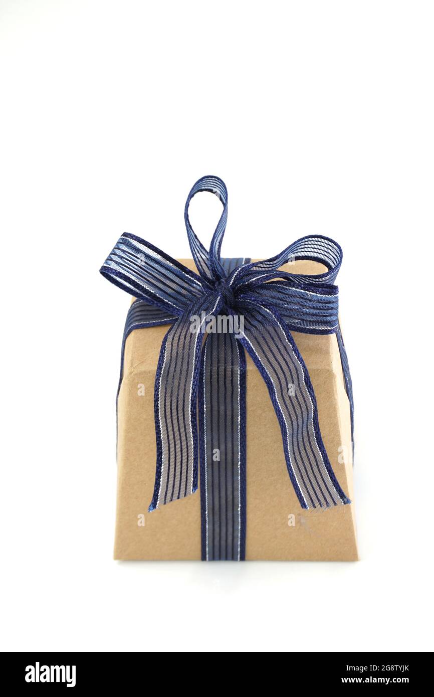 Paper box blue ribbon hi-res stock photography and images - Alamy