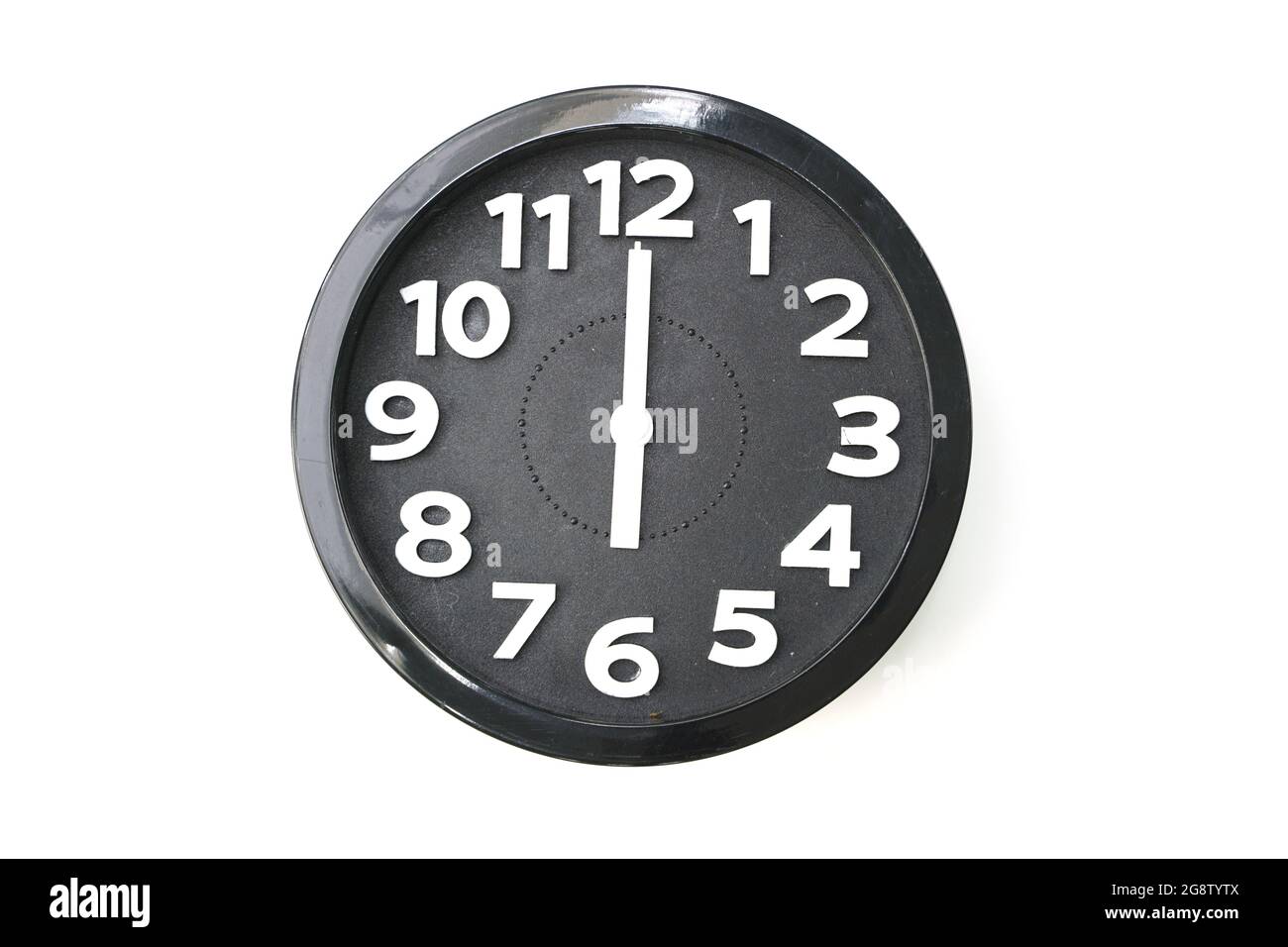 black alarm clock isolated on white background Stock Photo - Alamy