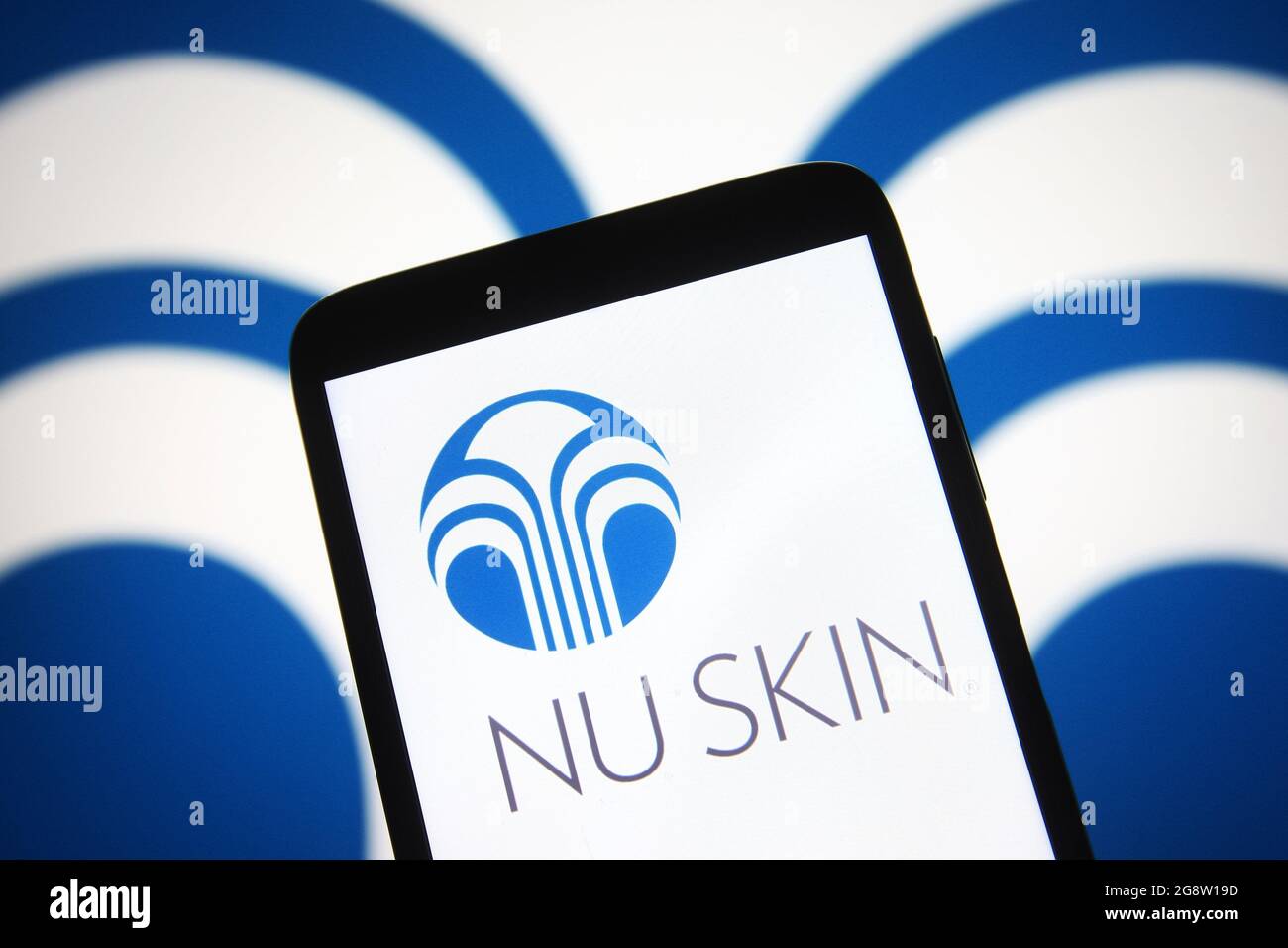 Ukraine. 22nd July, 2021. In this photo illustration a Nu Skin (Nu Skin Enterprises) logo is seen on a smartphone screen. (Photo by Pavlo Gonchar/SOPA Images/Sipa USA) Credit: Sipa USA/Alamy Live News Stock Photo