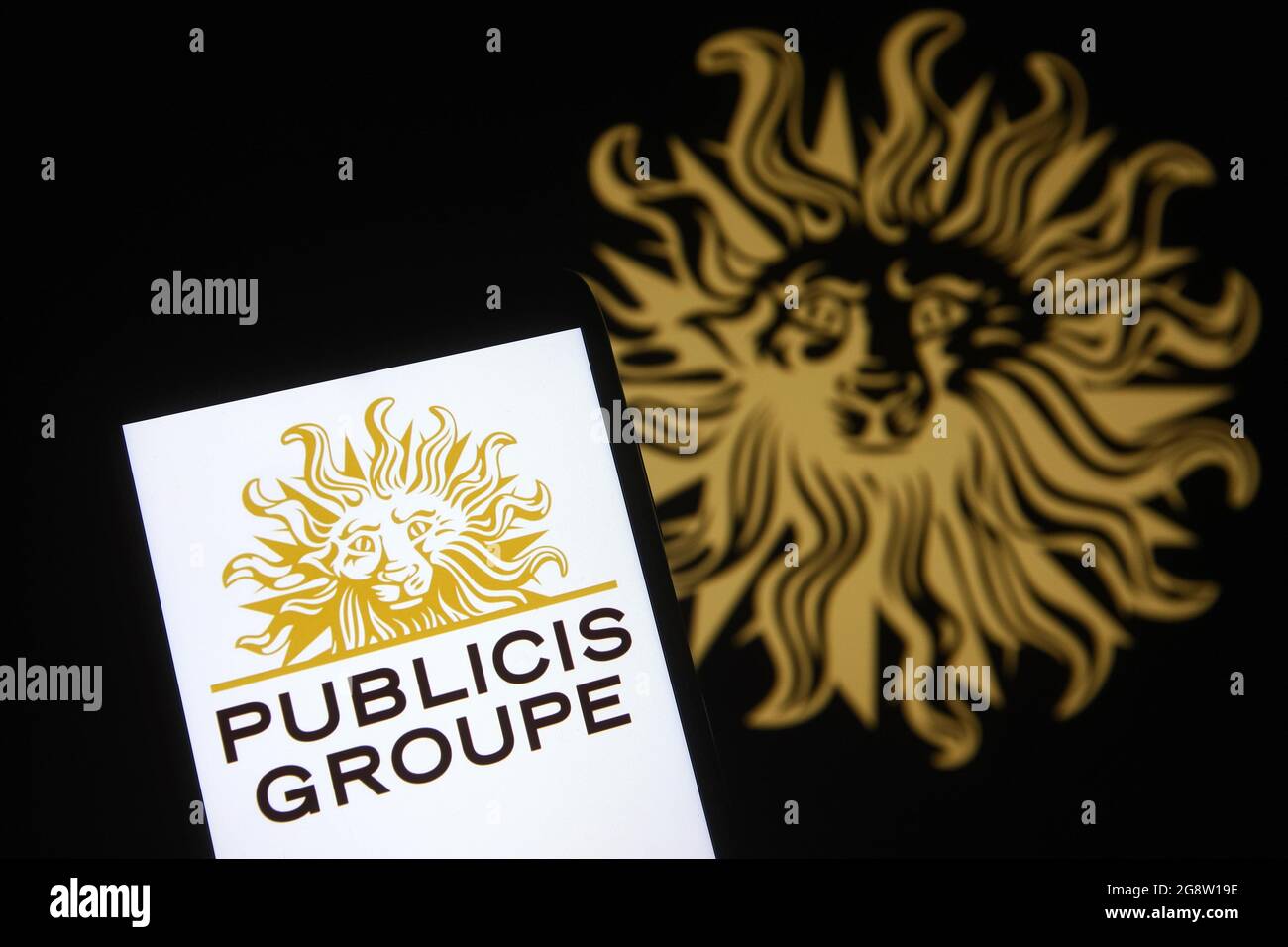 Ukraine. 22nd July, 2021. In this photo illustration a Publicis (Publicis  Groupe) logo of a French company is seen on a smartphone screen. (Photo by  Pavlo Gonchar/SOPA Images/Sipa USA) Credit: Sipa USA/Alamy