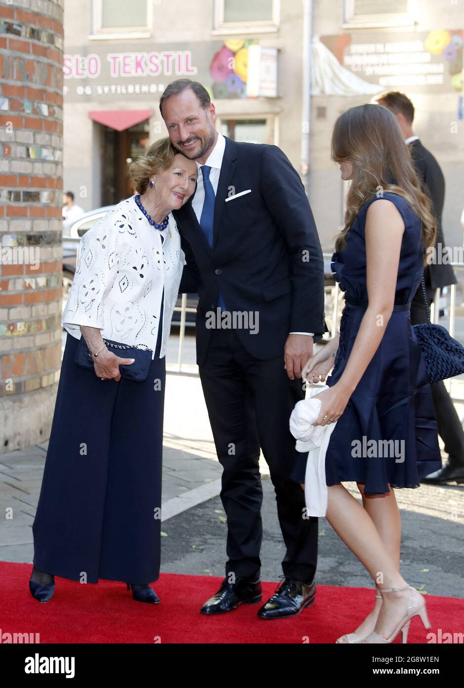Oslo, Norway. 22nd July, 2021. Queen Sonja, Crown Prince Haakon and Princess Ingrid Alexandra of Norway attend the national memorial ceremony 10 years after Utoya terror attack on 22 July 2011. Oslo, Norway, July 22, 2021. Photo by Marius Gulliksrud/Stella Pictures/ABACAPRESS.COM Credit: Abaca Press/Alamy Live News Stock Photo