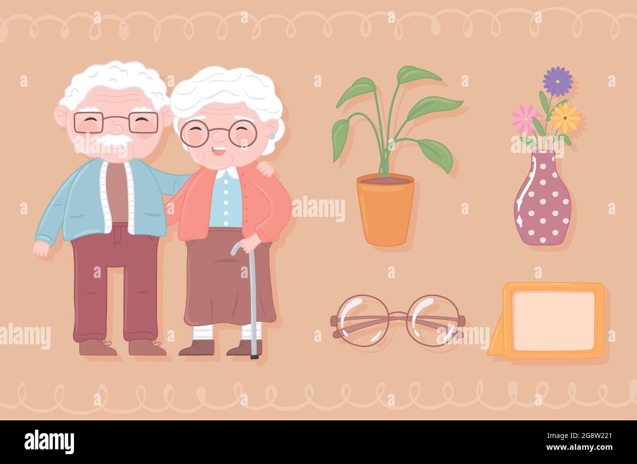 happy old couple Stock Vector Image & Art - Alamy