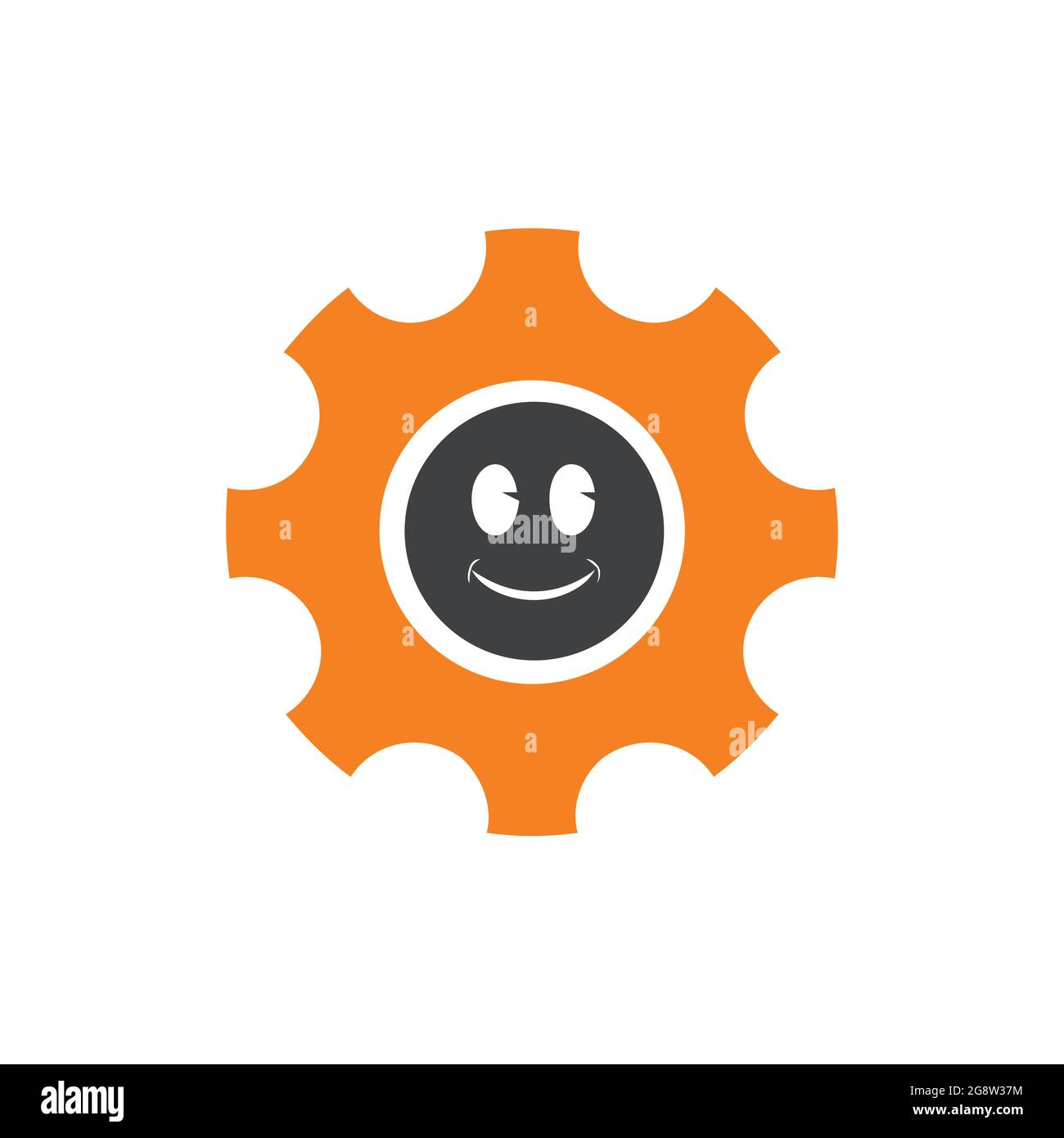 gear setting smile concept logo icon vector flat concept design Stock Vector