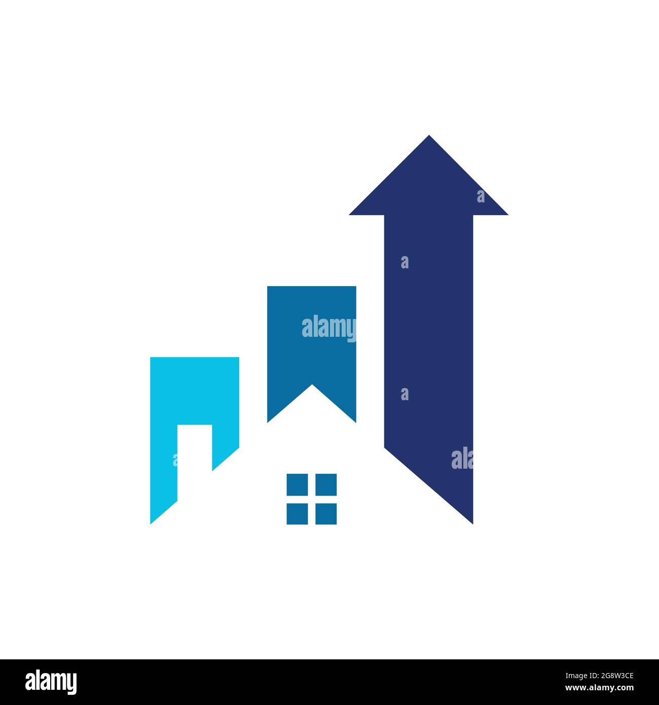home chart up arrow logo icon vector flat concept design Stock Vector