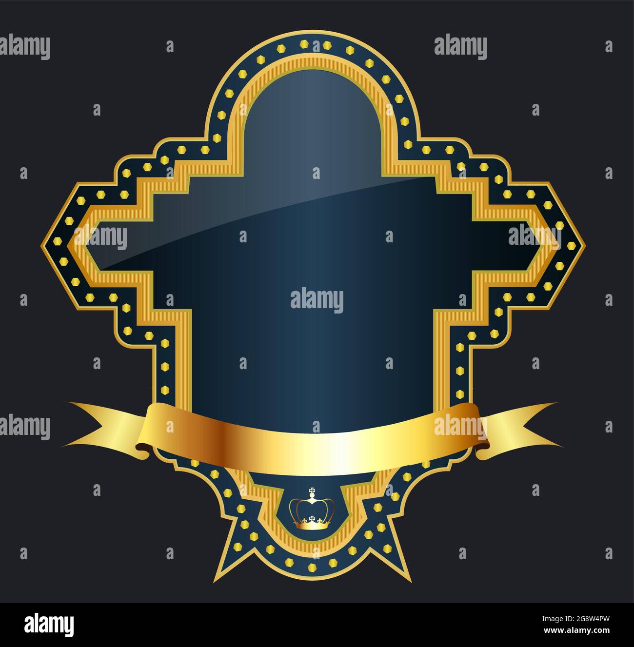 Gold elegant vintage shield label design template with copyspace Stock Vector
