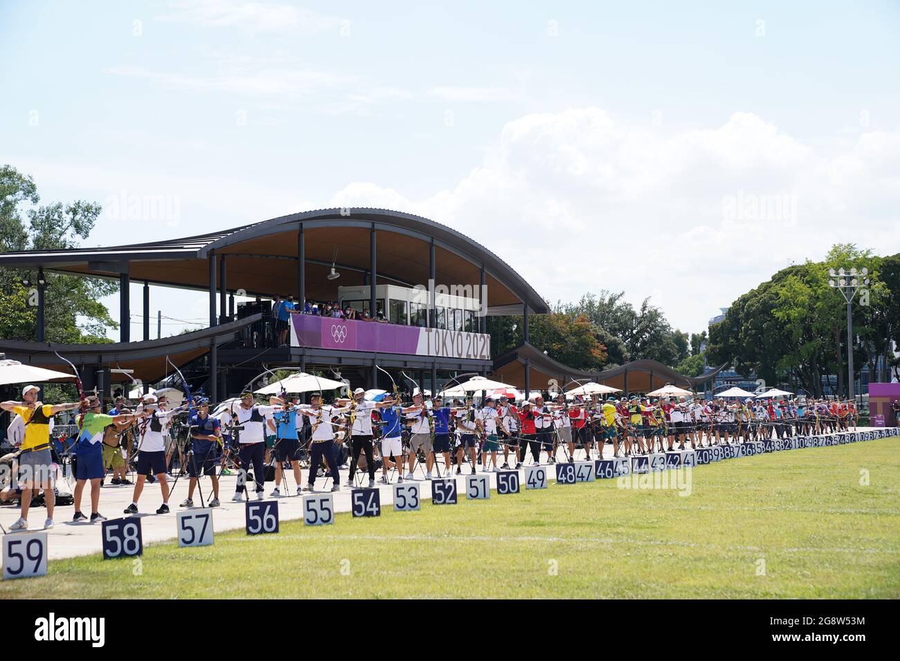 Archers line up during the Men's Individual Ranking Round at ...