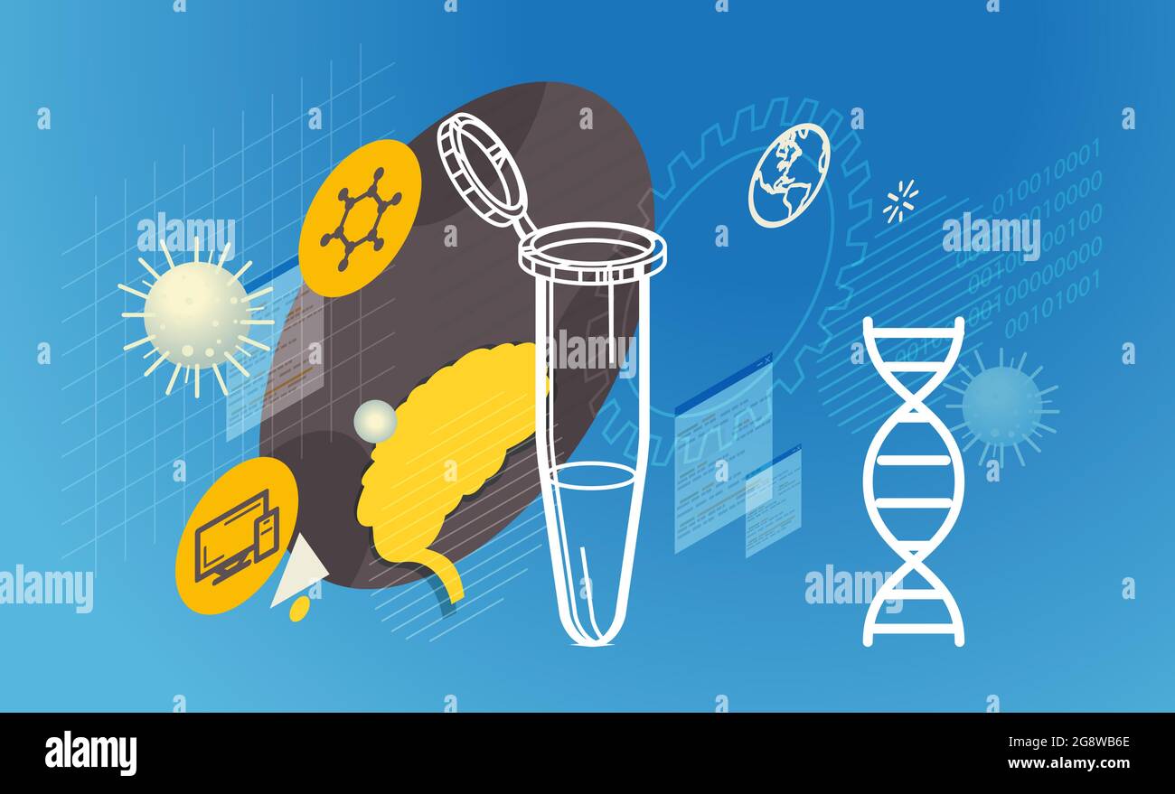 PCR Tube Covid Testing Research Data Illustrator as EPS 10 File