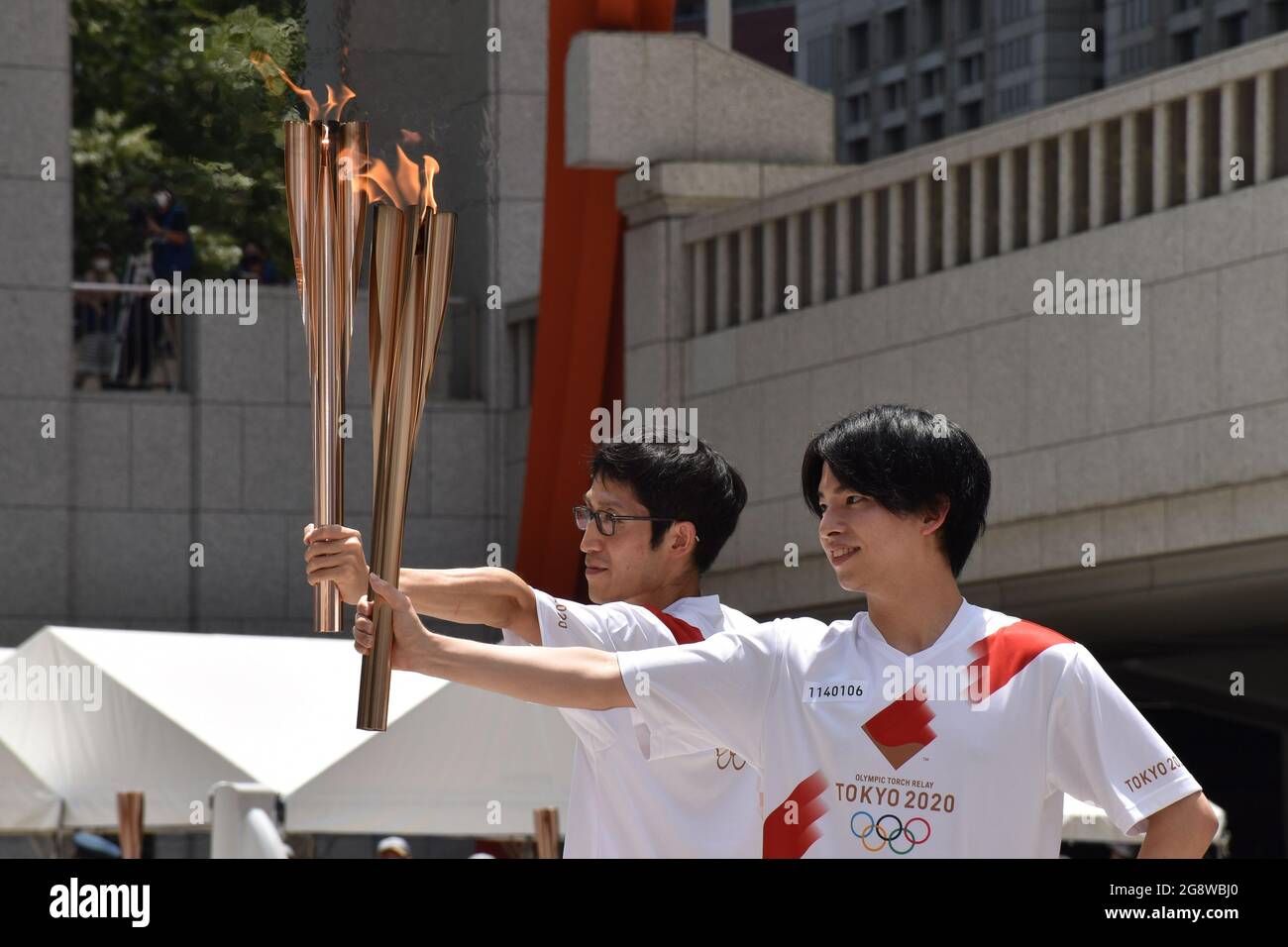 Tokyo Japan July 23 21 Japanese Athletes Attend A Ceremony To Finish The Olympic Torch Relay Lit In Fukushima Prefecture On March 25 The Olympic Flame Has Since Travelled Across All Tokyo Japan July 23 21 Japanese Athletes Attend A Ceremony To Finish The Olympic Torch Relay Lit In Fukushima Prefecture On March 25 The Olympic Flame Has Since Travelled Across All