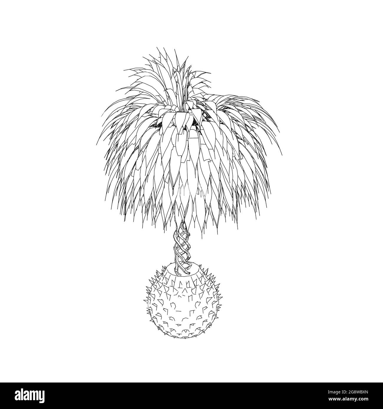 Contour of a decorative flower in a vase isolated on a white background. Vector illustration. Stock Vector