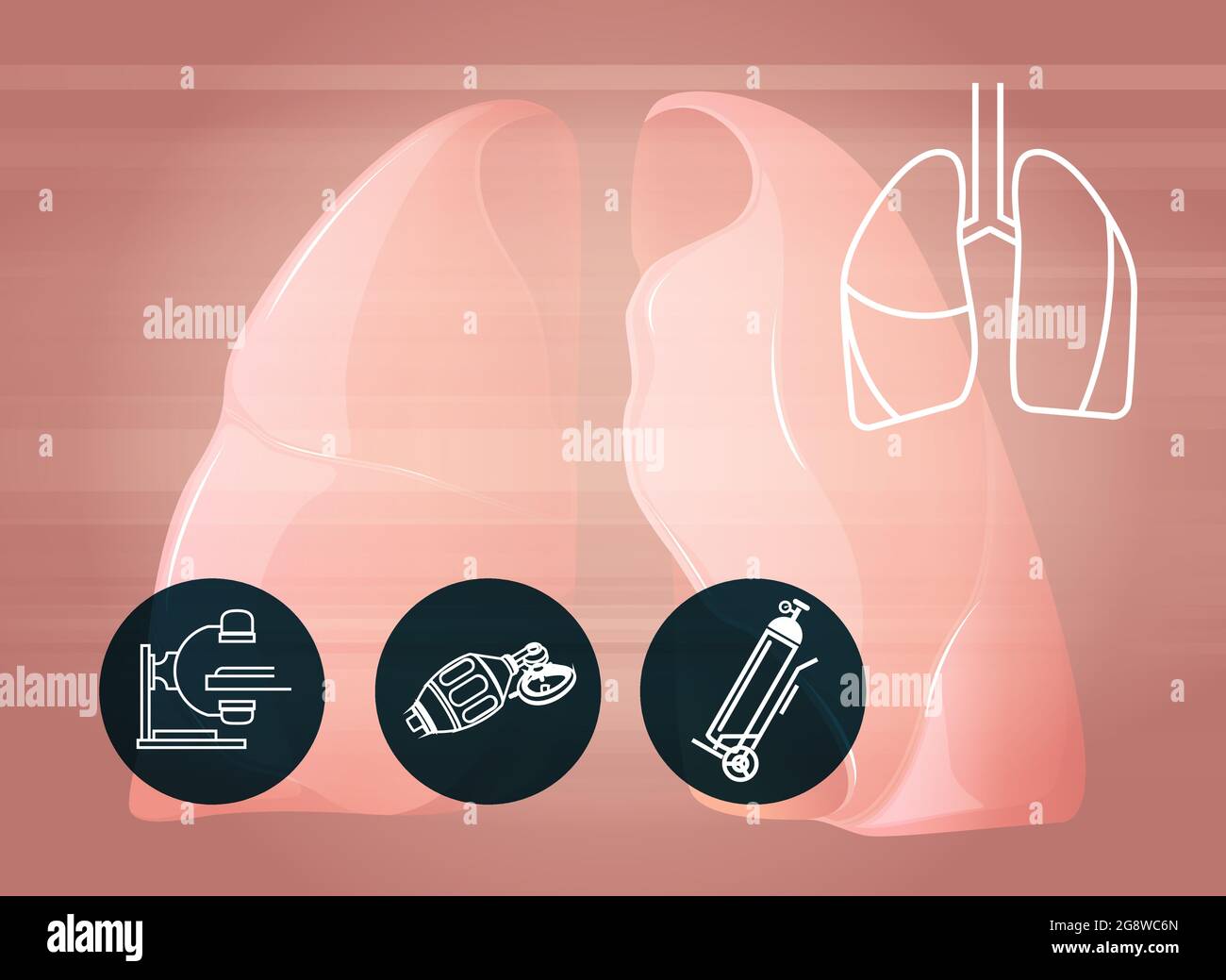 Covid-19 Testing - Human Lungs CT Scan and Oxygen Support  - Illustration as EPS 10 File Stock Vector