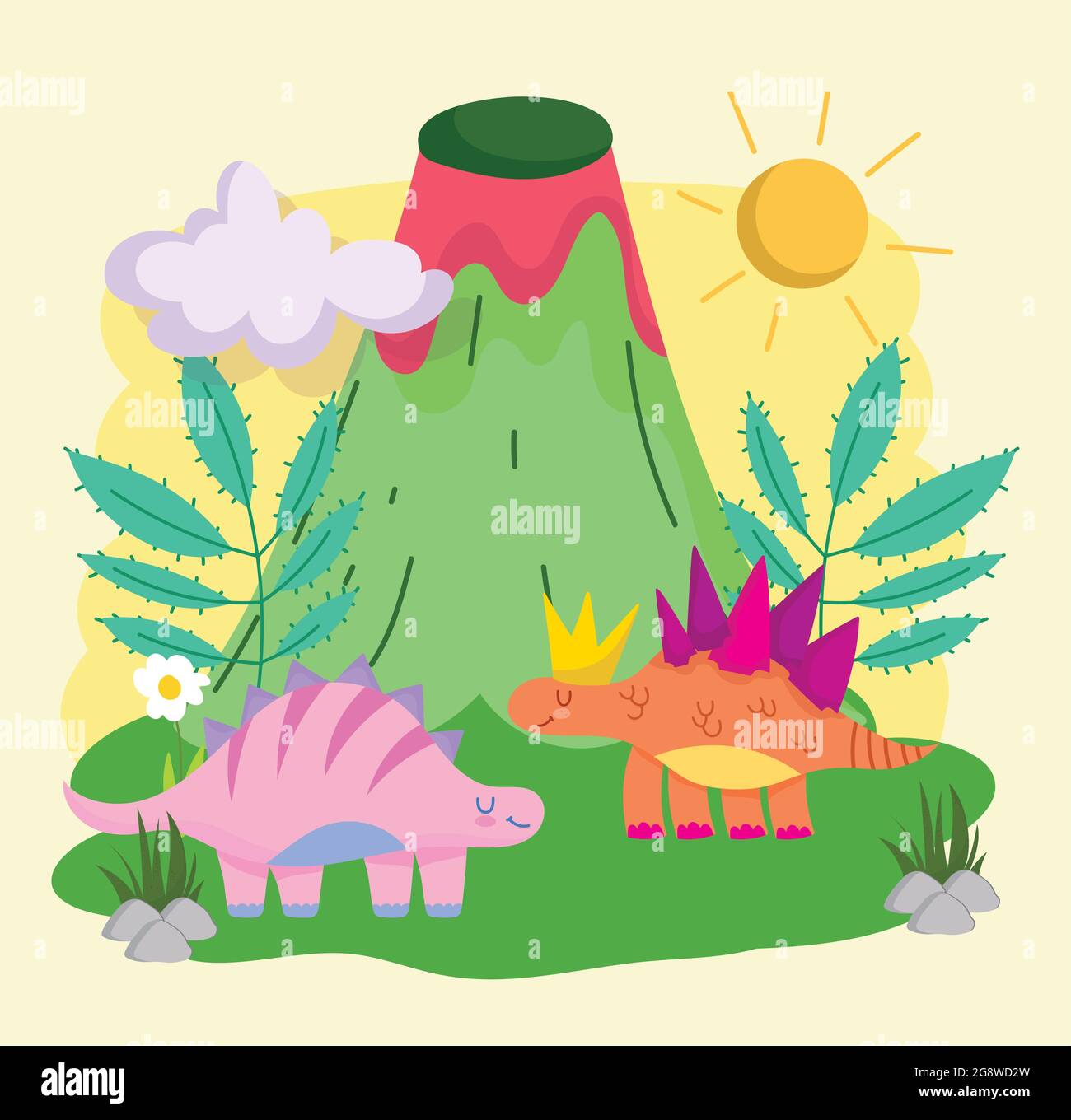 Volcanic Eruption And Dinosaurs Stock Vector Image And Art Alamy 0380