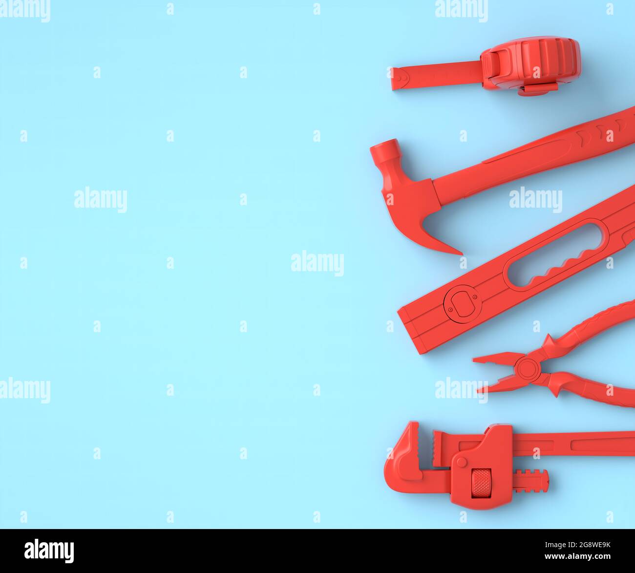 Top view of monochrome construction tools for repair and installation ...