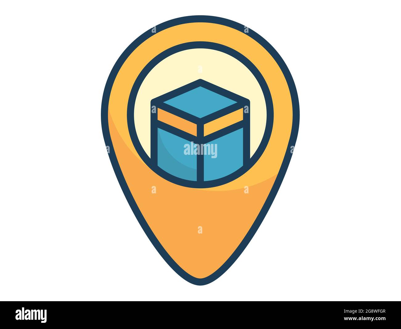 kaba mecca pin location single isolated icon with filled line style vector illustration Stock Photo
