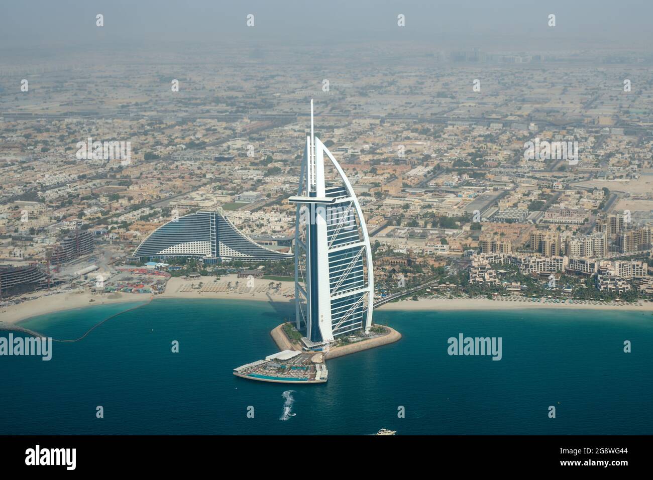 Aerial of Burj Al Arab hotel Stock Photo