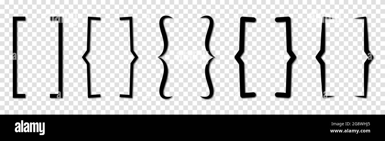 Bracket icons. Vector black collection isolated on transparent