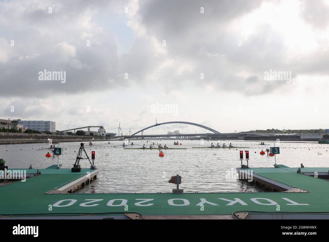 Tokyo Japan 23rd July 21 Rowers Warm Up Before The Rowing Event Of The Tokyo Tokyo Japan 23rd July 21 Rowers Warm Up Before The Rowing Event Of The Tokyo