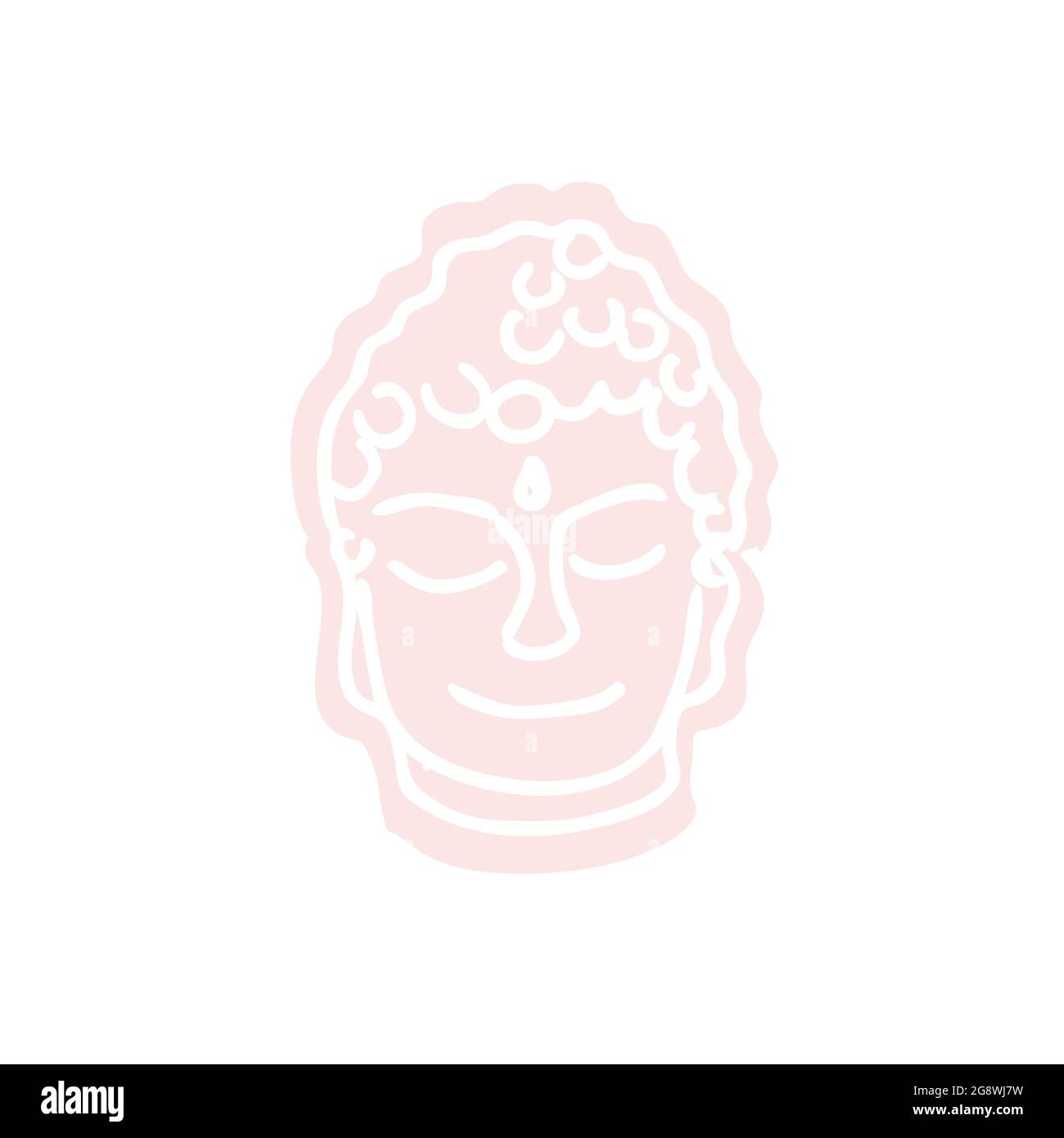 Buddha head illustration in cartoon style Stock Vector