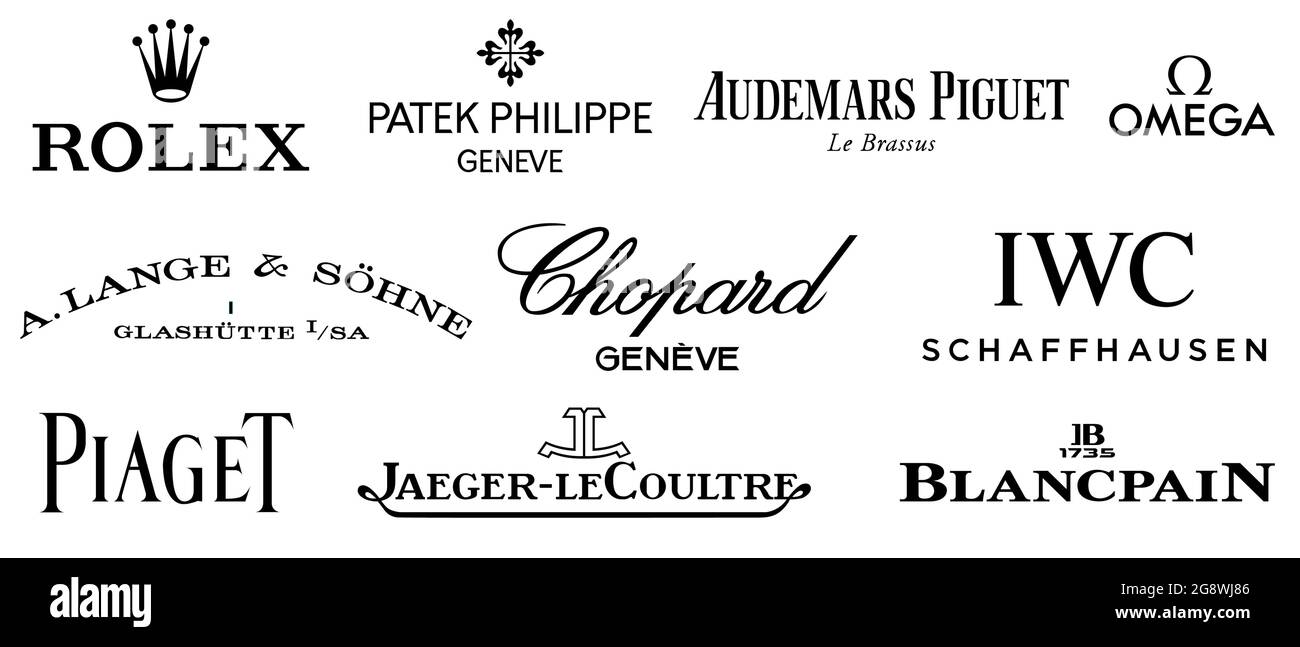 Vinnytsia, Ukraine - July 20, 2021. The World s Best Luxury Watch Brands.  Rolex, Patek Philippe, Audemars Piguet, A.Lange S hne, Omega, Blancpain,  IWC Stock Vector Image & Art - Alamy