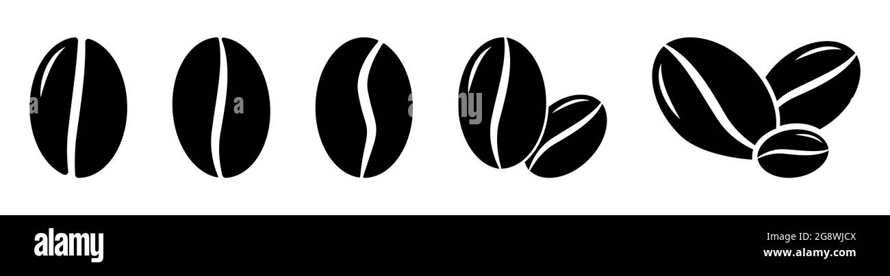 Set of coffee beans icons. Vector illustration isolated on white ...