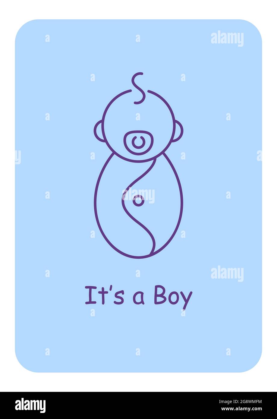 Baby boy gender announcement postcard with linear glyph icon. Greeting card  with decorative vector design. Simple style poster with creative lineart i  Stock Vector Image & Art - Alamy