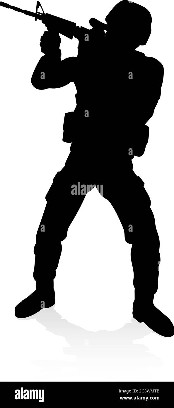 Soldier Detailed High Quality Silhouette Stock Vector