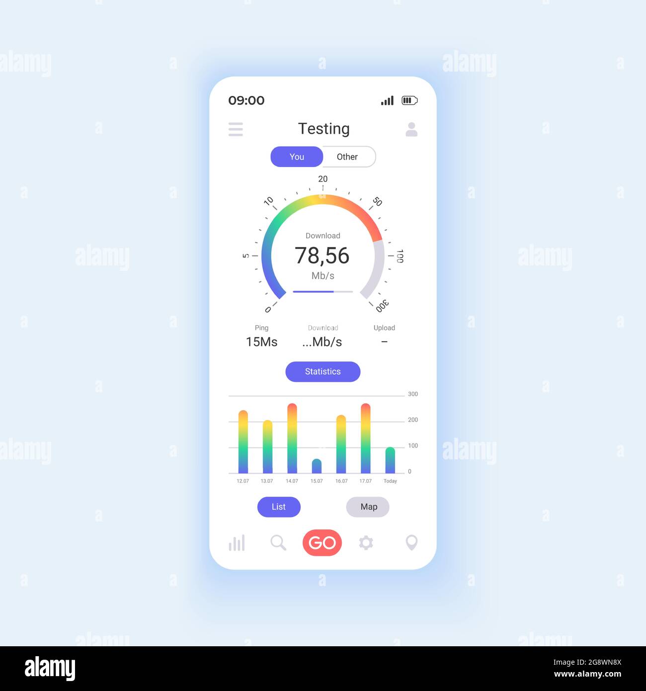 Network monitoring smartphone interface vector template Stock Vector ...