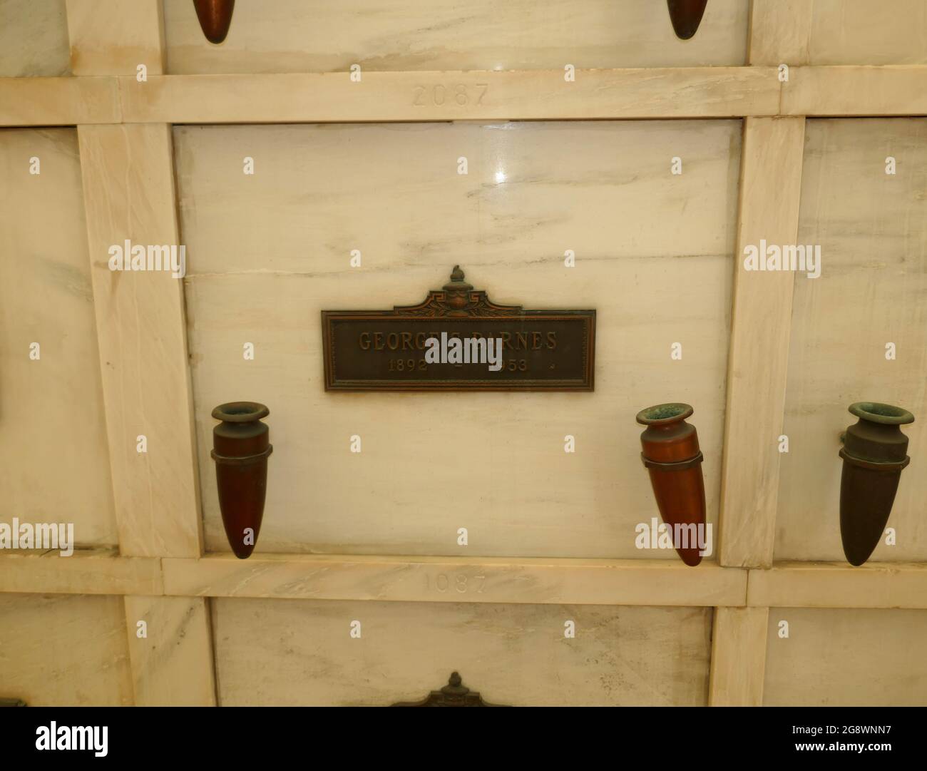 Los Angeles, California, USA 21st July 2021 A general view of atmosphere cinematographer George Barnes Grave in Abbey of the Psalms at Hollywood Forever Cemetery on July 21, 2021 in Los Angeles, California, USA. Photo by Barry King/Alamy Stock Photo Stock Photo