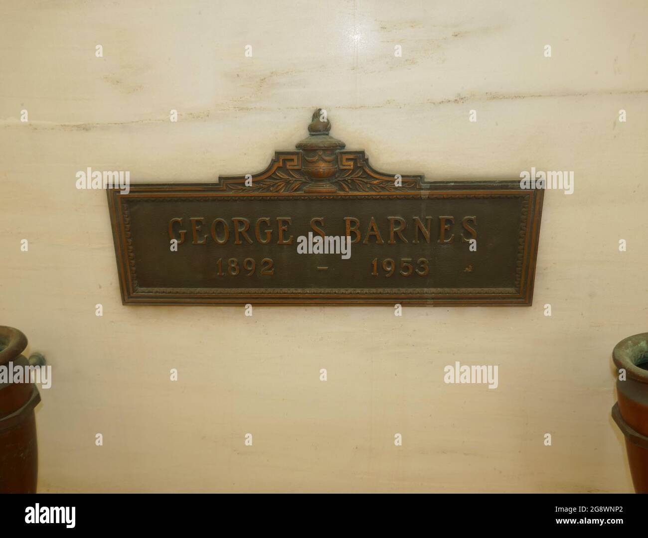 Los Angeles, California, USA 21st July 2021 A general view of atmosphere cinematographer George Barnes Grave in Abbey of the Psalms at Hollywood Forever Cemetery on July 21, 2021 in Los Angeles, California, USA. Photo by Barry King/Alamy Stock Photo Stock Photo
